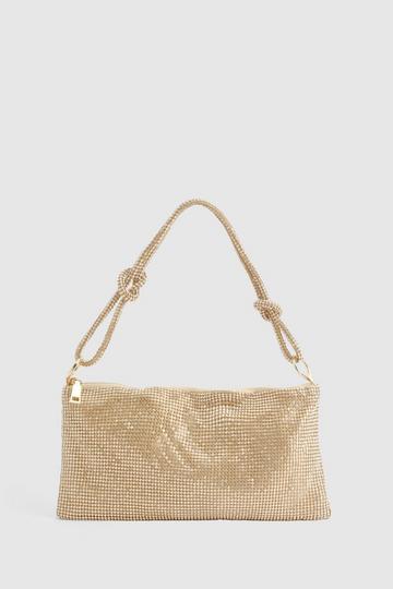 Premium Slouchy Diamante Shoulder Bag gold