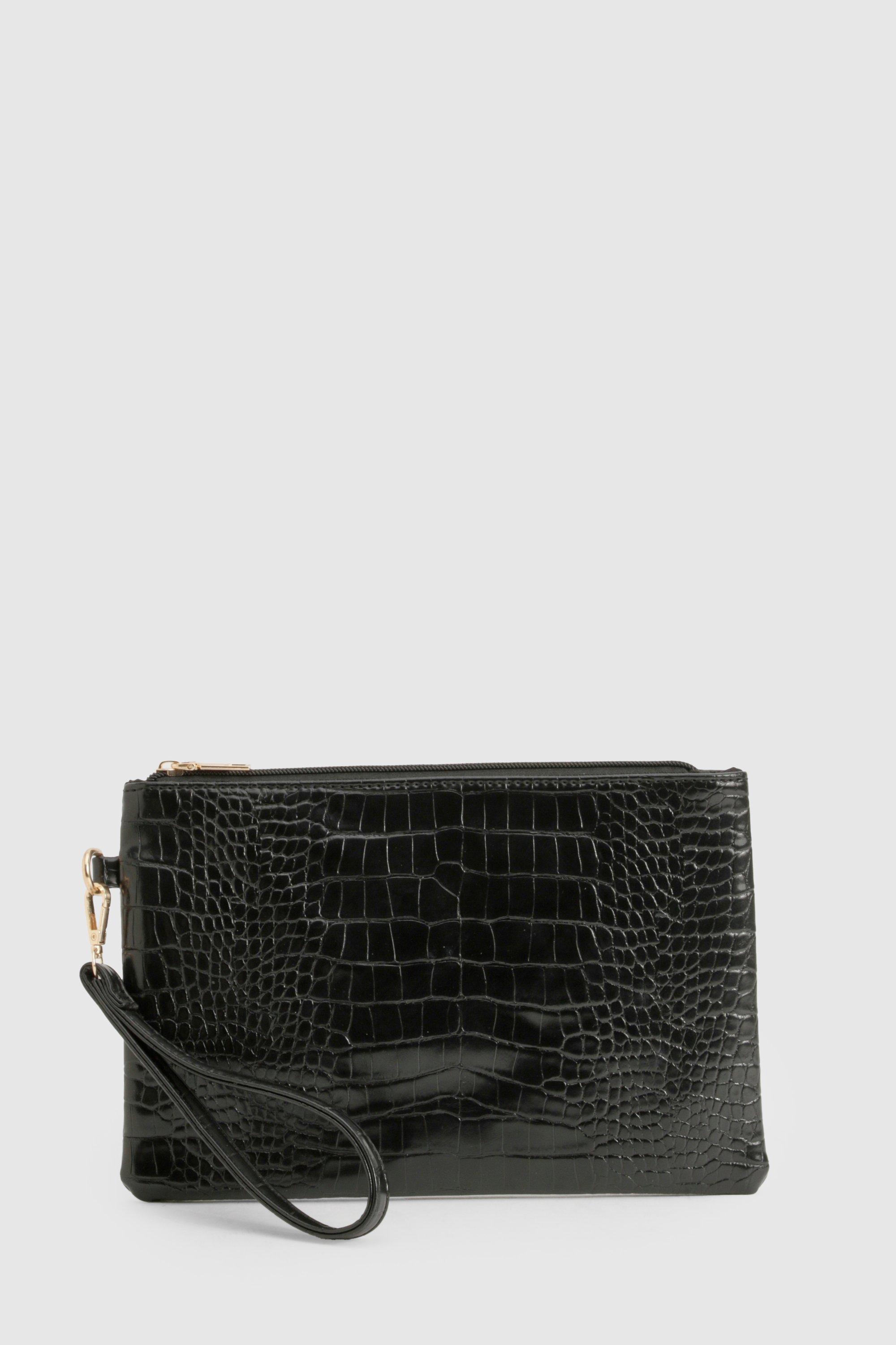 Pochette effetto coccodrillo con zip