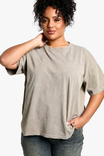 Plus Khaki Washed Oversized T-Shirt khaki