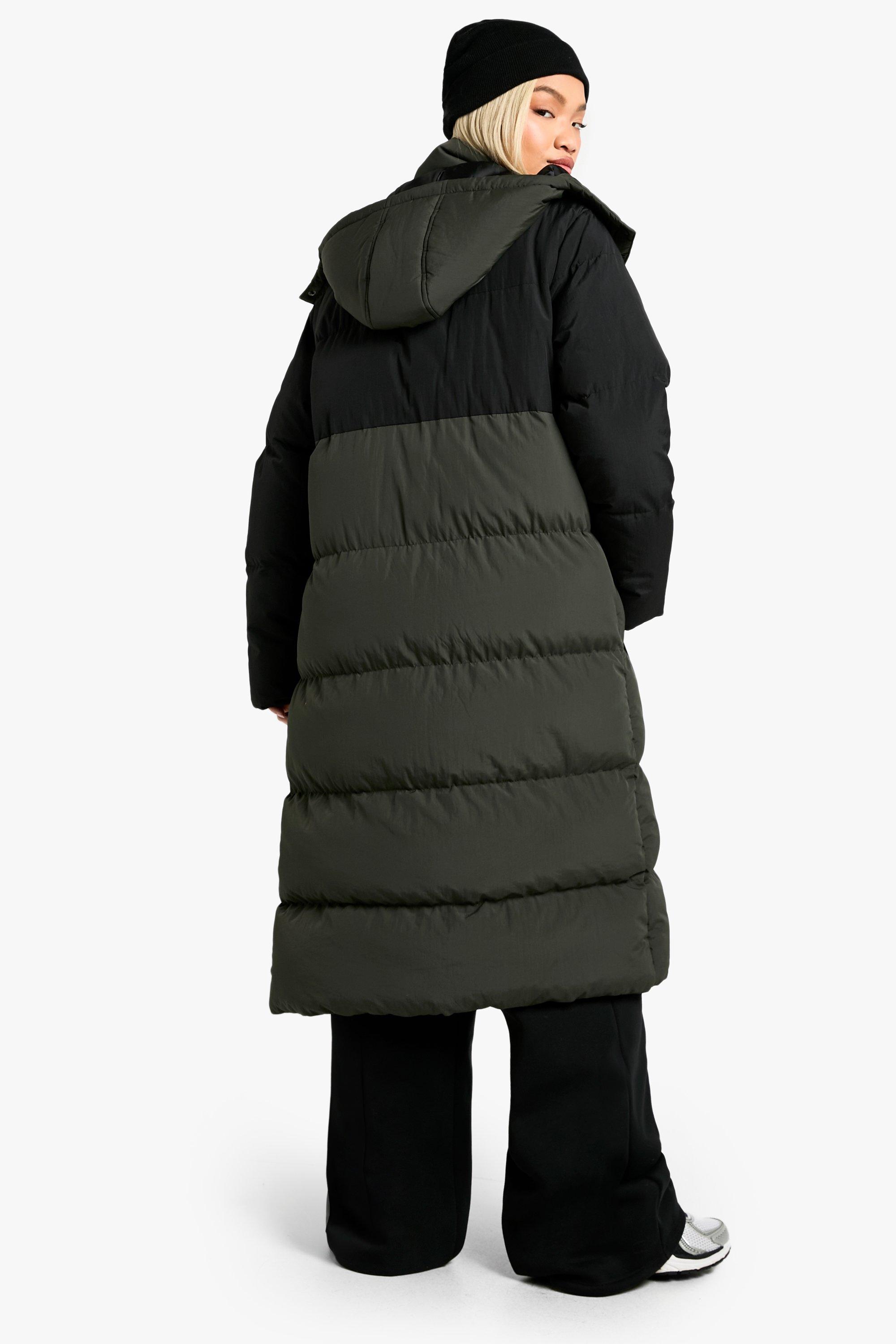 Contrast Hooded Maxi Puffer Jacket boohoo