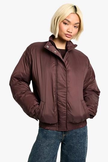 Funnel Neck Bomber Jacket chocolate