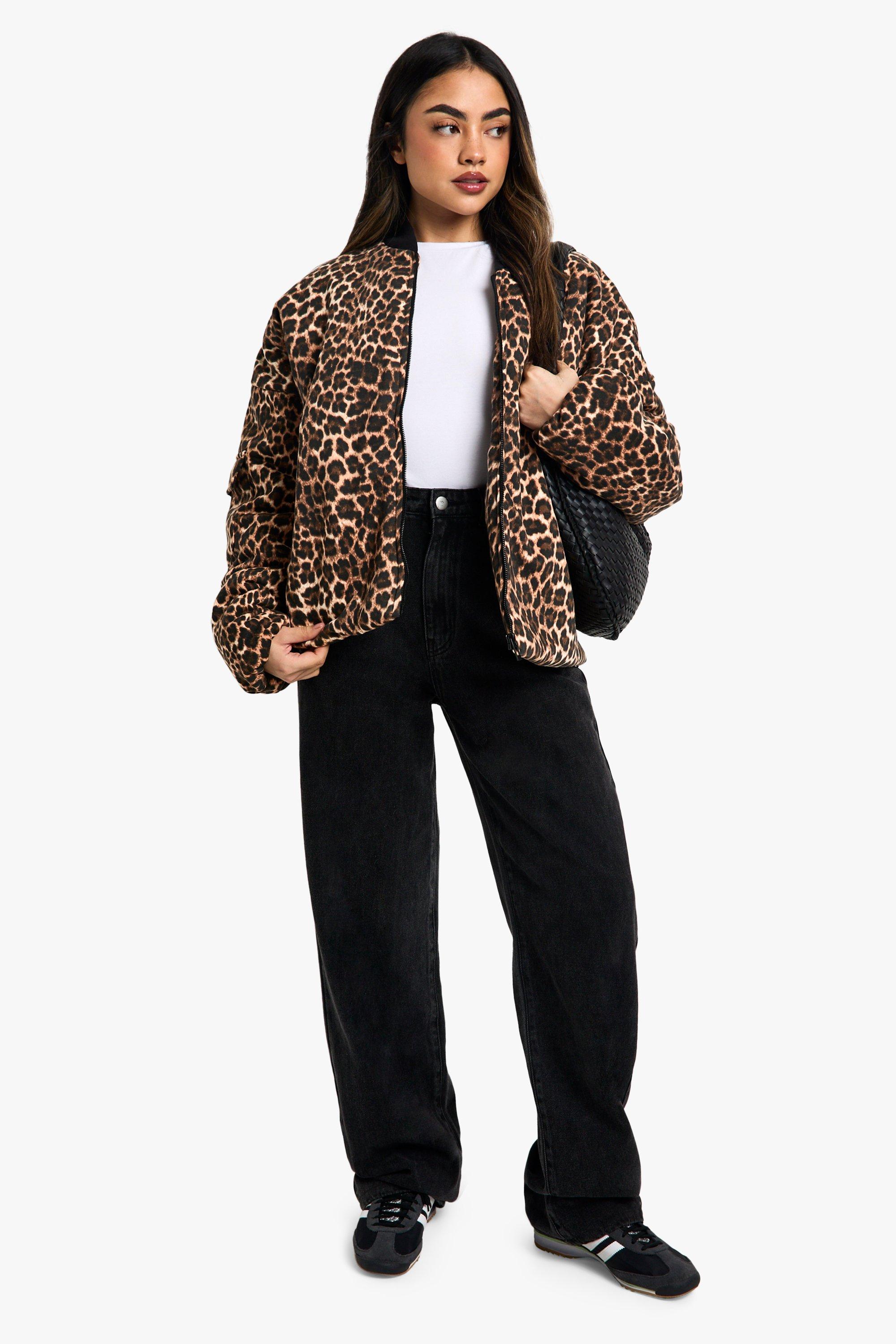 Leopard Bomber Jacket | boohoo USA Leopard Bomber Jacket | boohoo USA