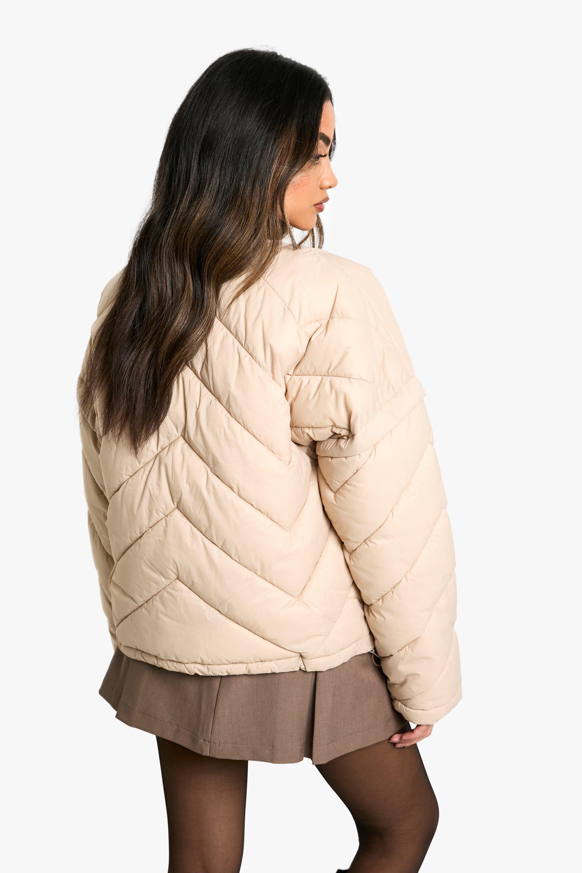 Collarless puffer jacket online