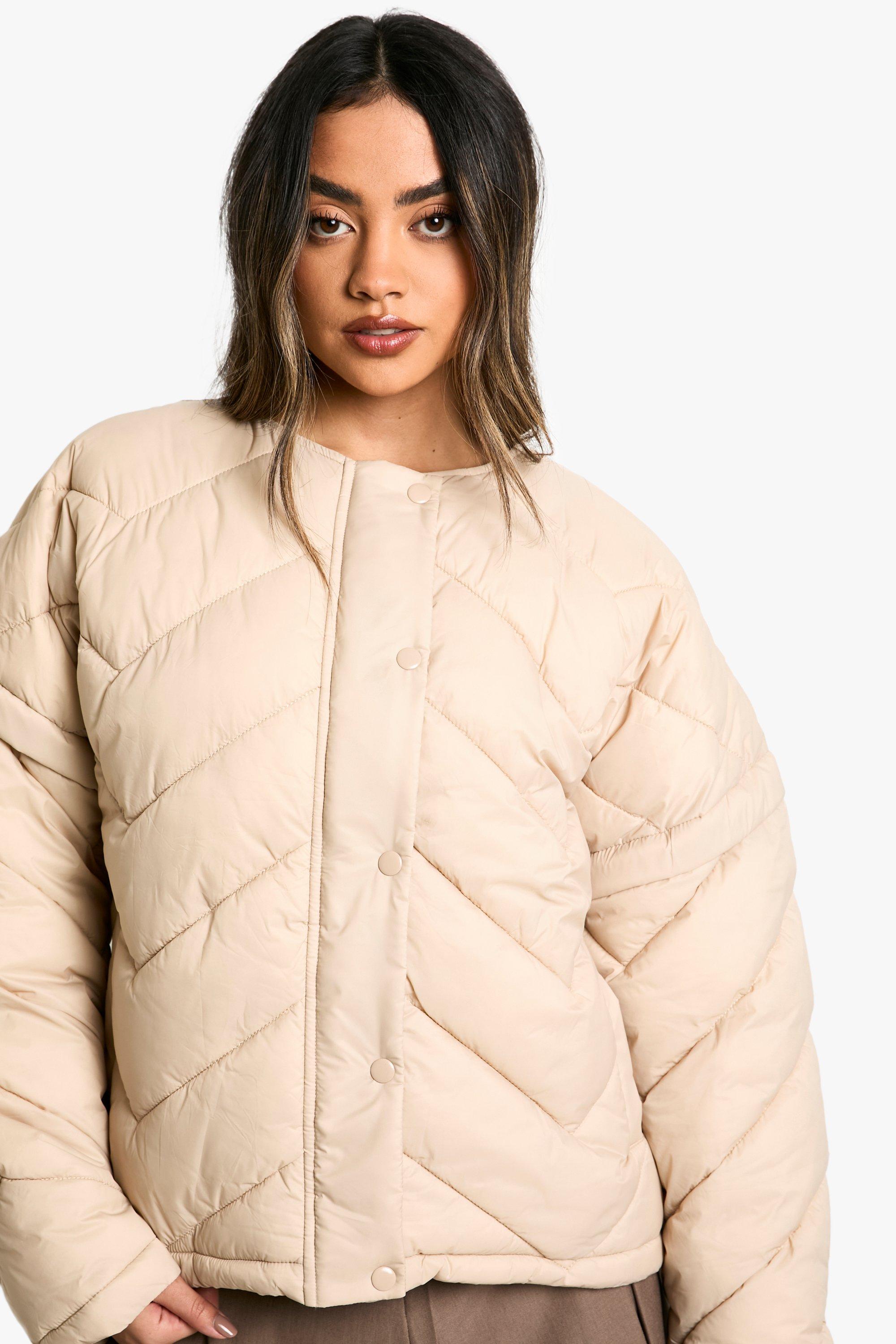 Quilted Collarless Puffer Jacket boohoo DK