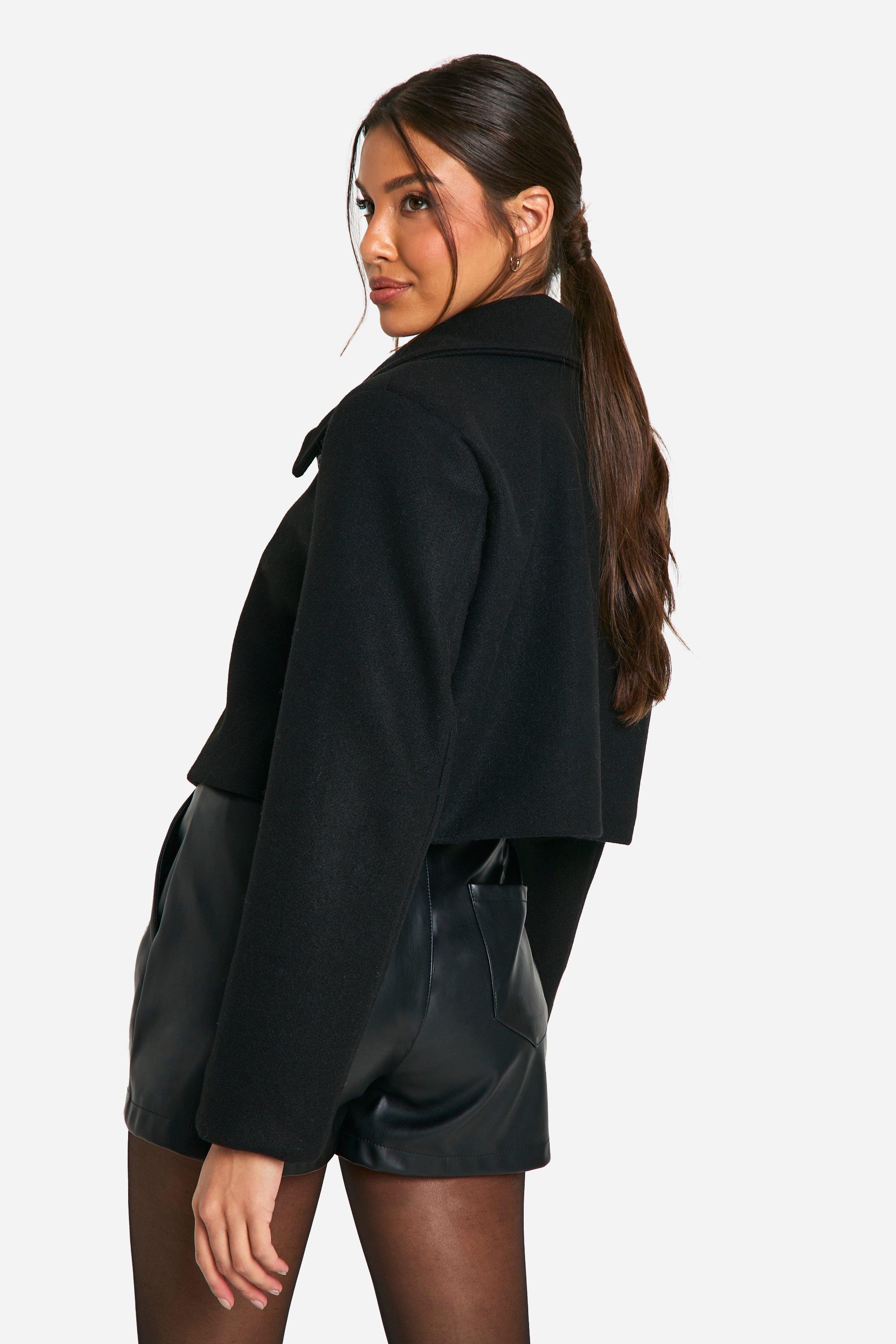 Wool Look Cropped Jacket | boohoo USA