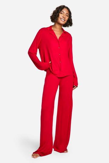 Tall Pyjama Set Met Lange Mouwen red