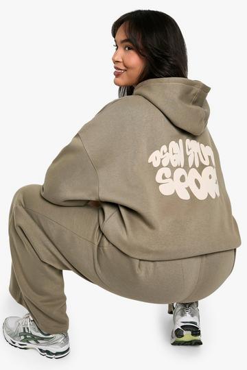 Plus Dsgn Studio Sport Puff Print Oversized Hoodie khaki