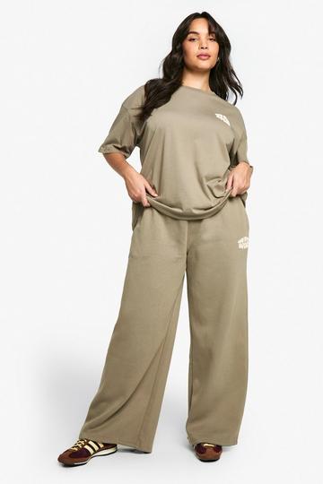 Khaki Plus Dsgn Studio Sport Puff Print Straight Leg Jogger