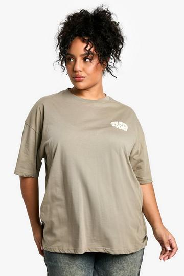 Plus Dsgn Studio Puff Print Oversized T-shirt khaki