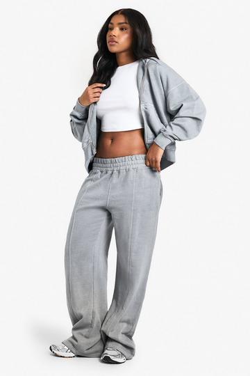 Dikke Overdye Premium Joggingbroek Met Rechte Pijpen grey