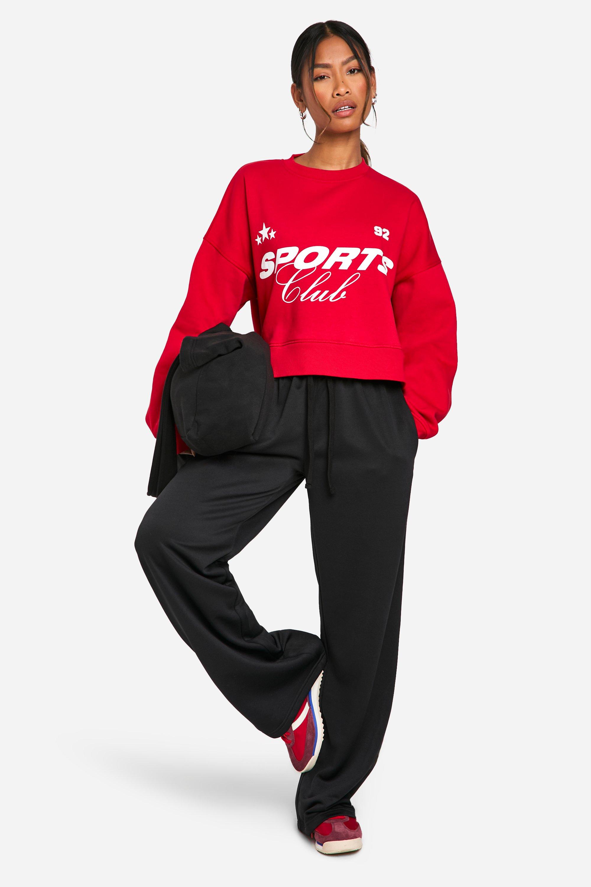 Sports Club Slogan Boxy Oversized Crew Neck Sweatshirt boohoo IE