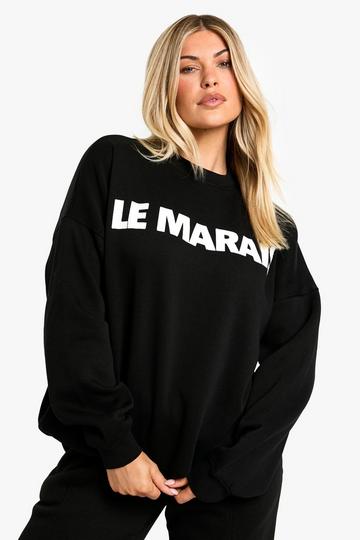 Le Marais Slogan Crew Neck Oversized Sweatshirt black