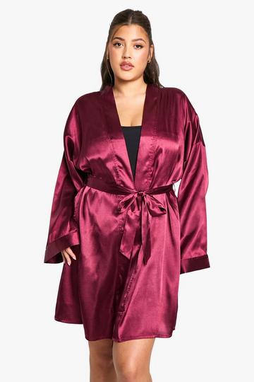 Burgundy Red PLUS SATIN ROBE