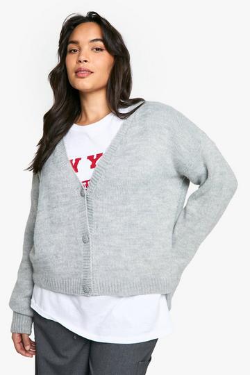 Plus Oversized Geborstelde Cardigan light grey