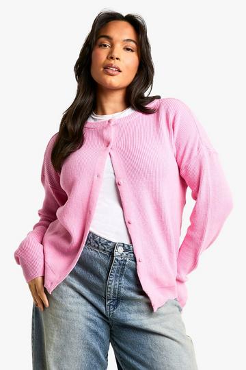 Plus Cropped Knitted Cardigan pink