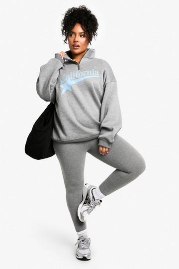 PLUS CALIFORNIA HALF ZIP SWEAT AND LEGGING SET charcoal