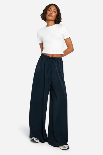 Navy Tall Woven Wide Leg Trouser