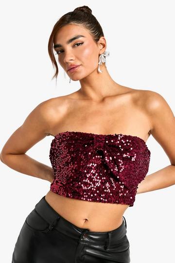 Sequin Bow Top burgundy