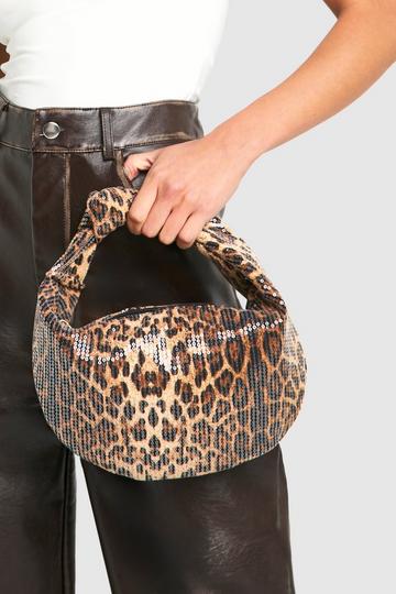 Geknoopte Luipaardprint Handtas Met Pailletten leopard