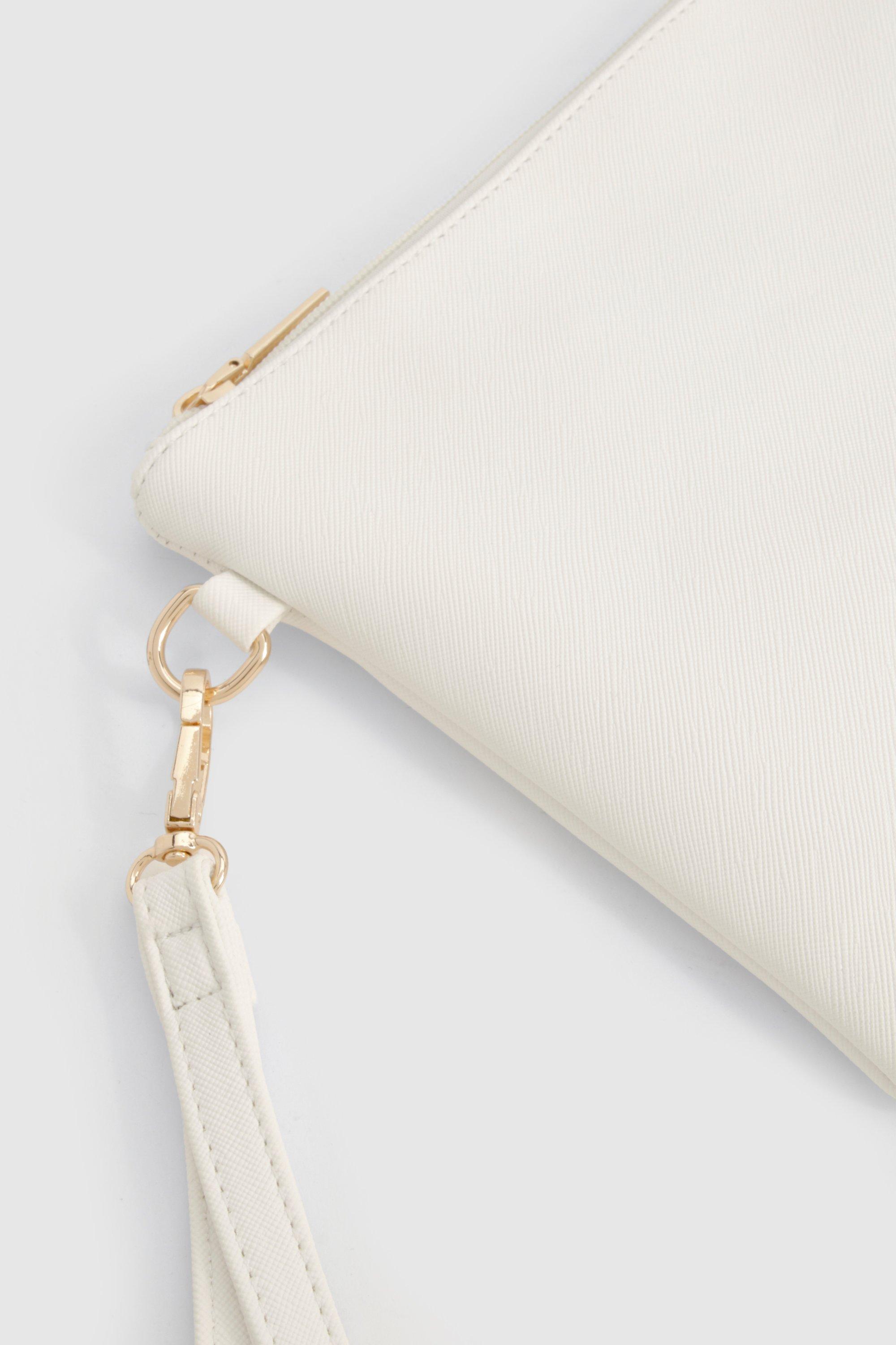 White and gold clutch bag sale