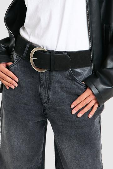 Faux Suede Chunky Buckle Belt black