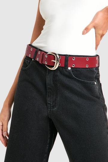 Chunky Eyelet Detail Cherry Red Belt cherry