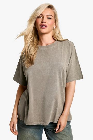 Acid Wash Gebleekt T-Shirt taupe