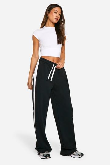 Tall Side Stripe Contrast Drawcord Straight Leg Jogger black