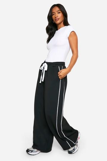 Petite Scuba Wide Leg Joggingbroek Met Zijstreep black