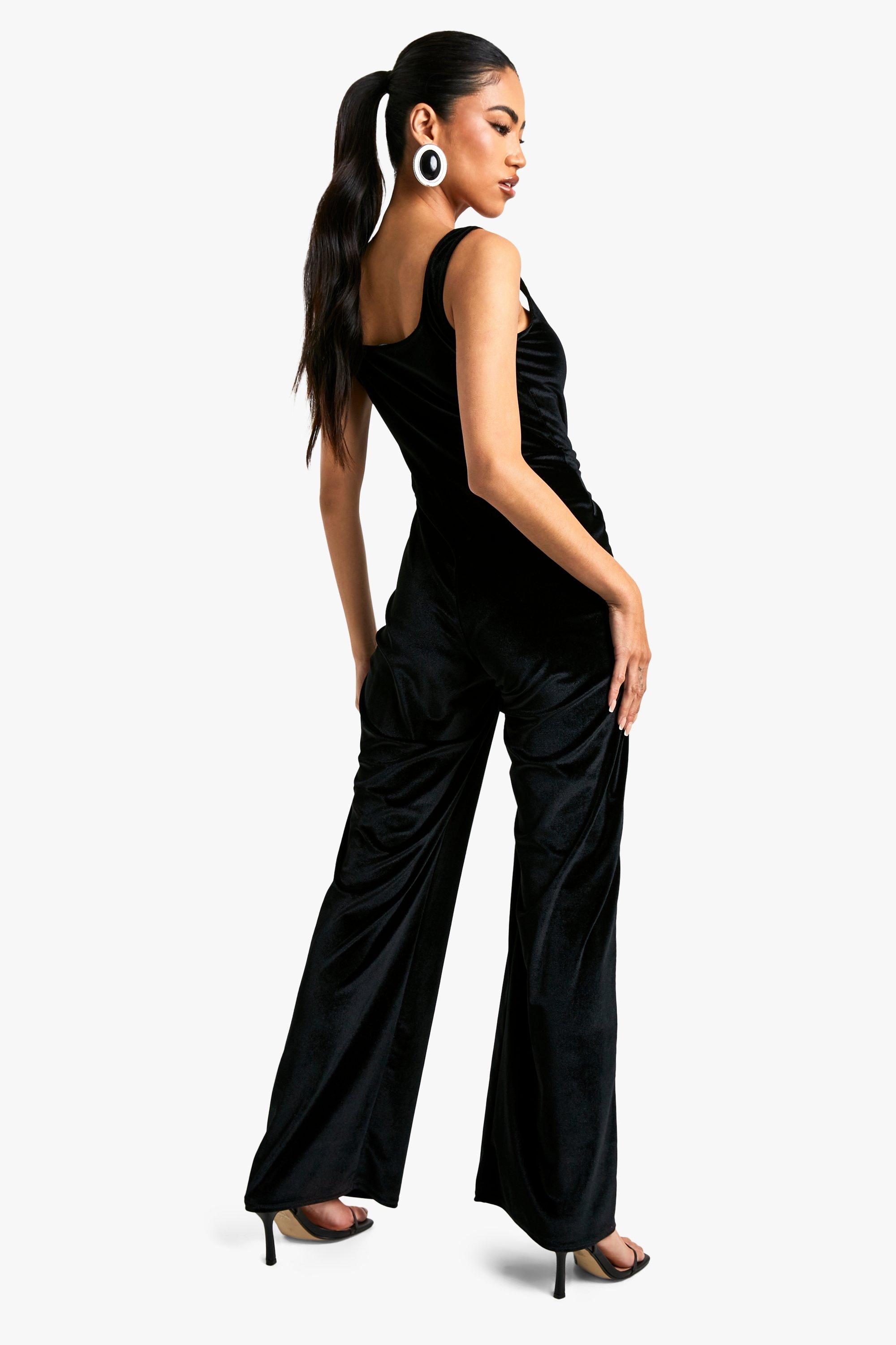 Boohoo velvet jumpsuit online