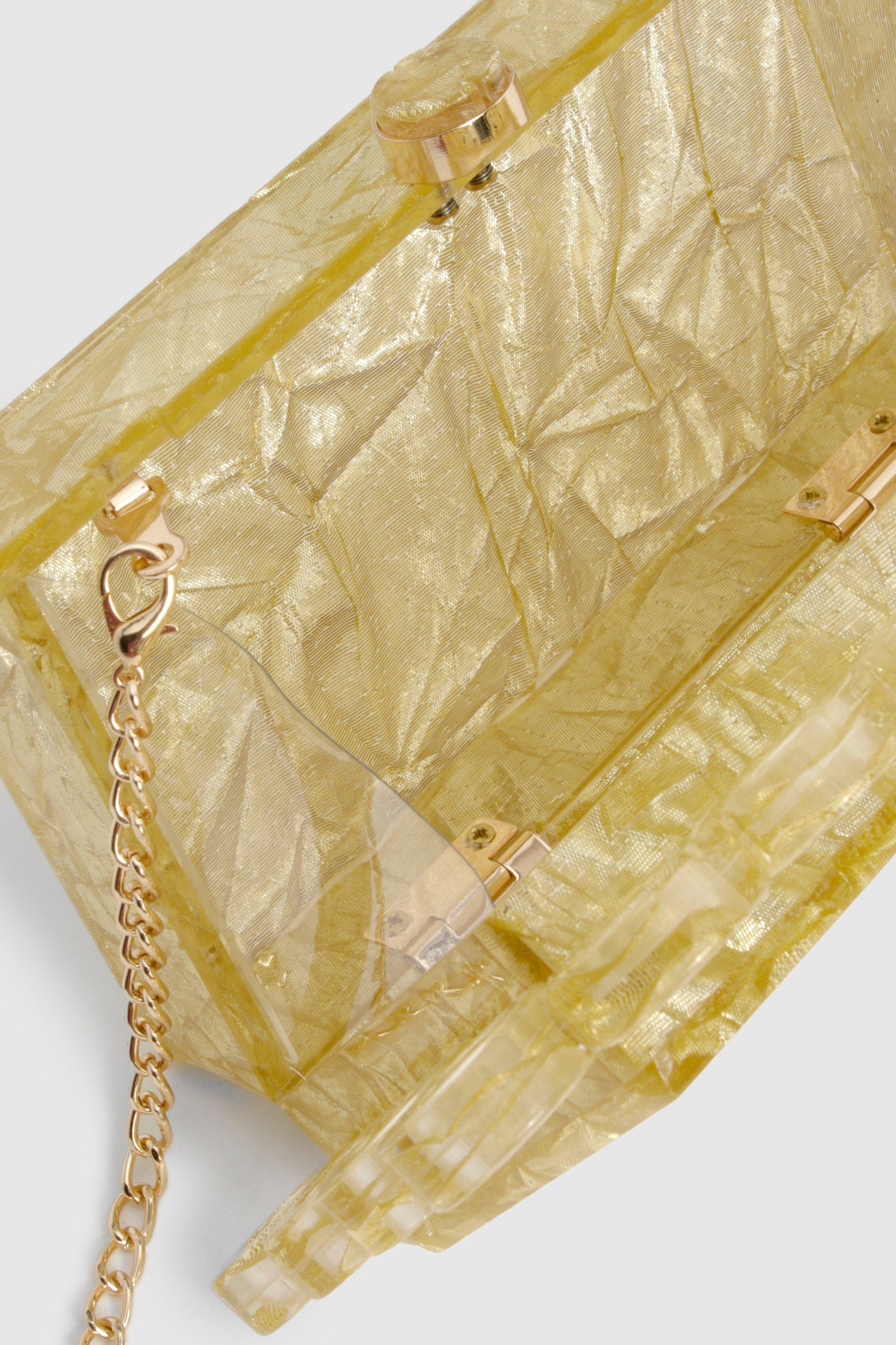 Gold clutch bag boohoo sale