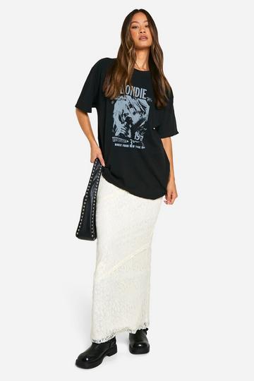 Cream White Tall Lace Seam Detail Maxi Skirt