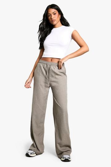 Grey Tall Tailored Drawstring Waistband Wide Leg Trouser