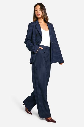 Tall Pinstripe Wide Leg Trousers navy