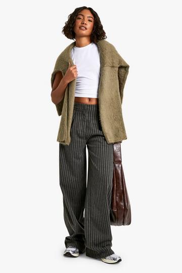 Tall Stripe Wool Look Pants charcoal