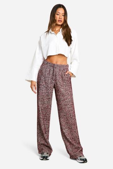 Tall Nepwollen Herringbone Broek red