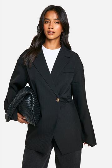 Black Petite Cinched Waist Blazer