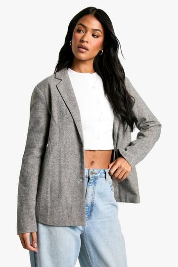 Tall Nepwollen Herringbone Blazer grey