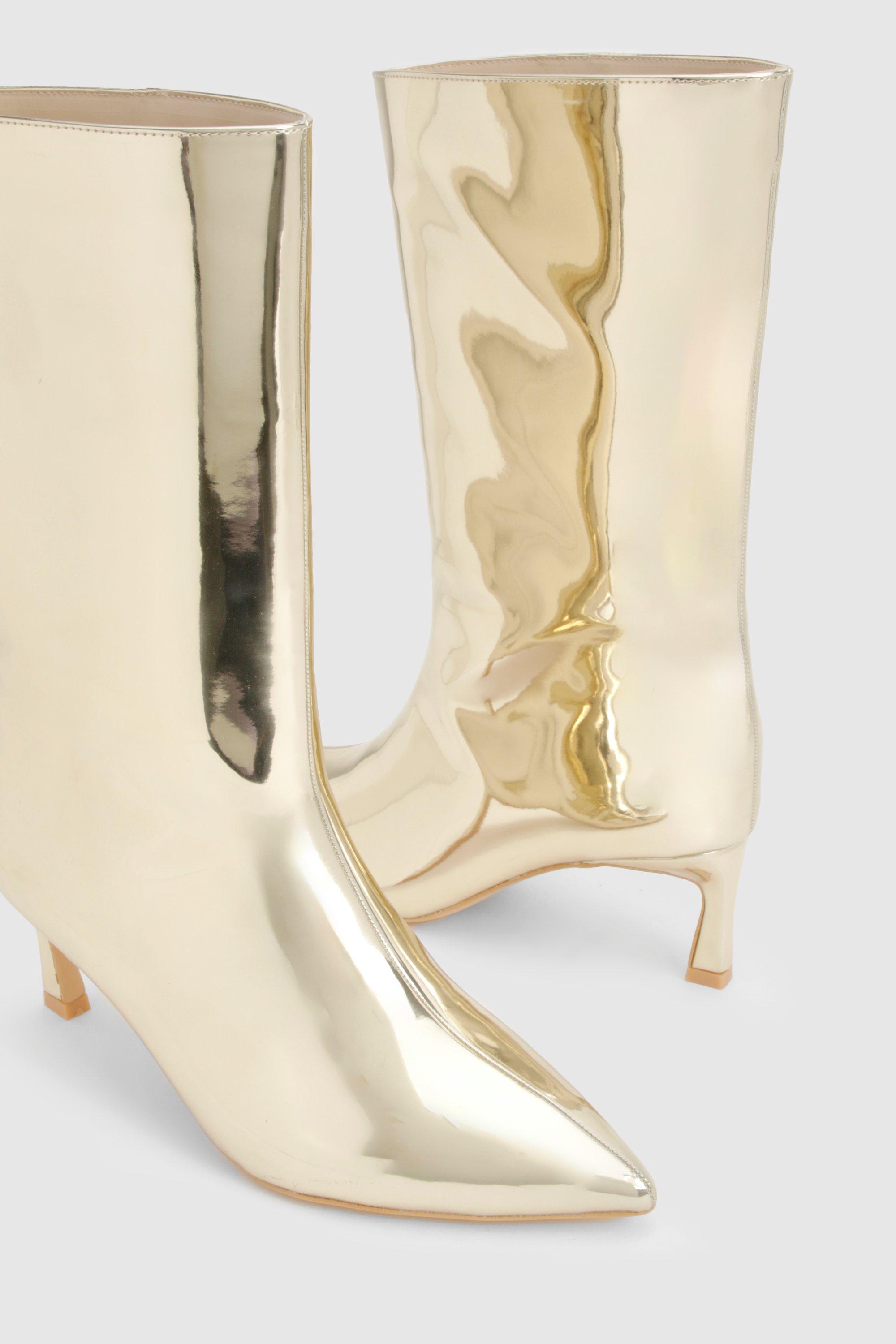 Gold metallic ankle boots deals
