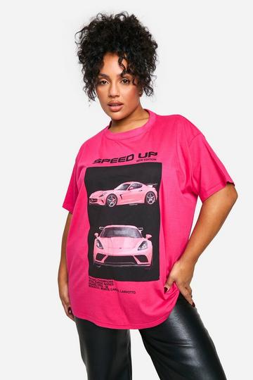 Pink Plus Motor Speed Graphic Oversized T-Shirt