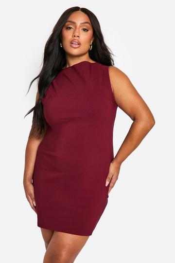 Plus Bengaline A Line Mini Dress berry