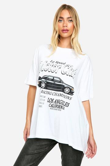 Motor Club Graphic Oversized T-shirt white