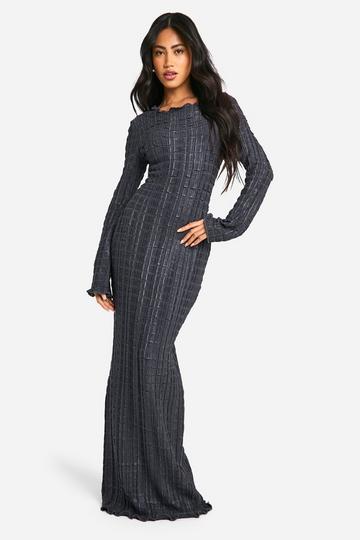 Textured Flare Sleeve Maxi Dress charcoal