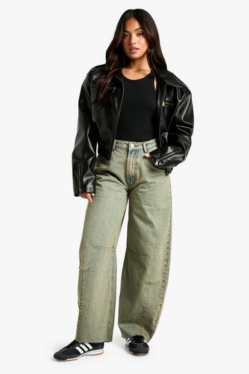 Petite Vintage Wash Jeans Met Ronde Pijpen vintage wash