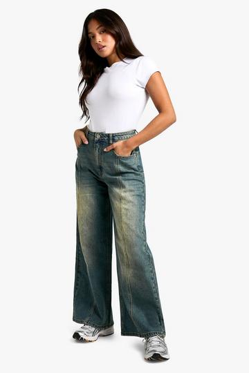 Petite Jeans Met Naaddetail En Rechte Pijpen vintage wash