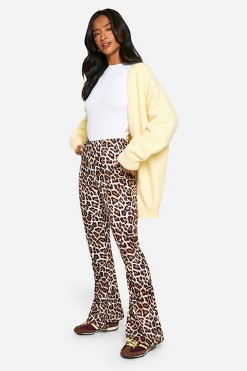 Multi Petite Leopard High Waist Basic Fit & Flare Pants