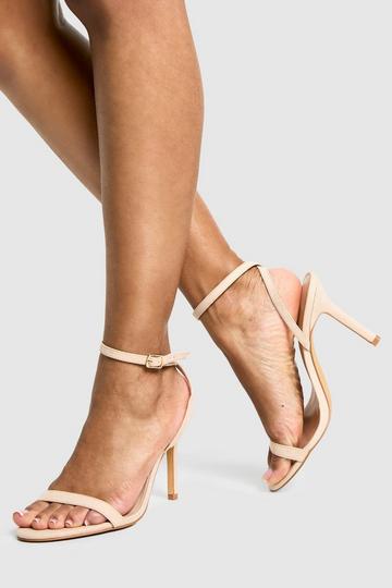 Wide Fit Faux Suede Barely There Heels nude