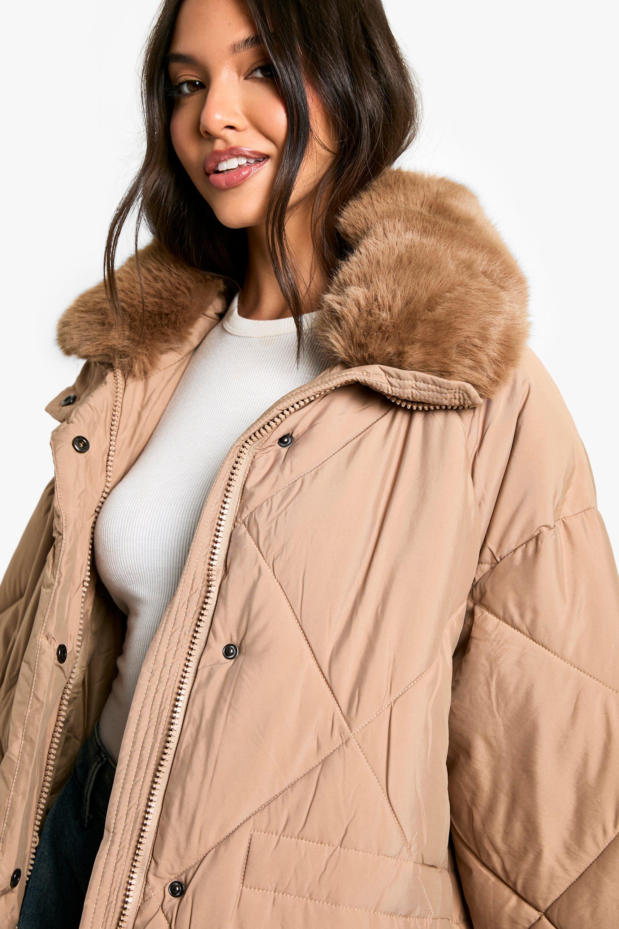 Premium Faux Fur Trim Quilted Maxi Parka boohoo UK