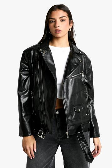 Black 2 in 1 Oversized Biker Jacket