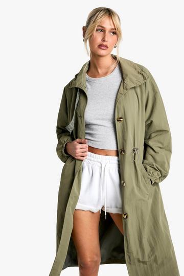 Trenchcoat Met Geplooid Detail khaki